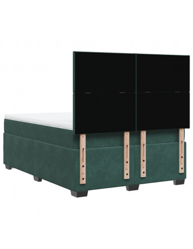 Giroletto a Molle con Materasso Verde Scuro 160x200 cm Velluto