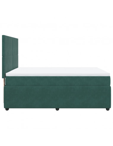 Giroletto a Molle con Materasso Verde Scuro 160x200 cm Velluto