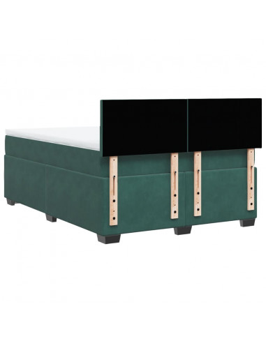 Giroletto a Molle con Materasso Verde Scuro 160x200 cm Velluto