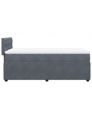 Giroletto a Molle con Materasso Grigio Scuro 90x190 cm Velluto