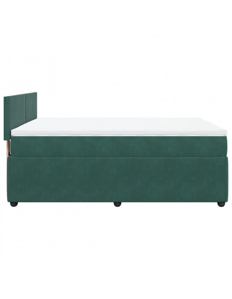 Giroletto a Molle con Materasso Verde Scuro 160x200 cm Velluto