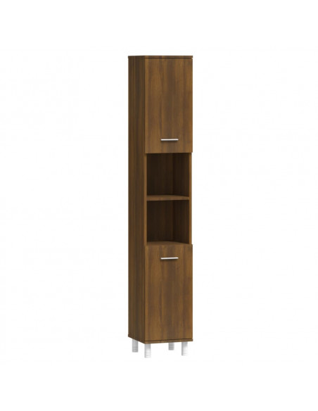 Armadietto Bagno Rovere Marrone 30x30x179 cm Legno Multistrato