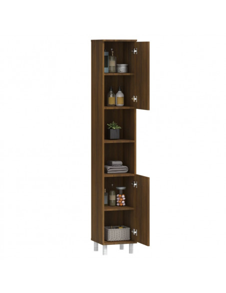 Armadietto Bagno Rovere Marrone 30x30x179 cm Legno Multistrato