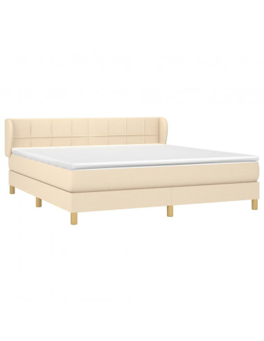 Giroletto a Molle con Materasso Crema 160x200 cm in Tessuto