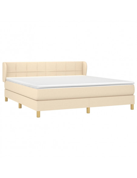 Giroletto a Molle con Materasso Crema 160x200 cm in Tessuto