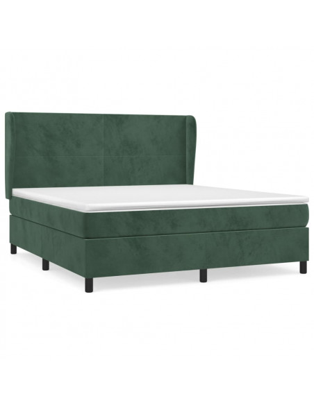Giroletto a Molle con Materasso Verde Scuro 180x200 cm Velluto