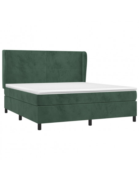 Giroletto a Molle con Materasso Verde Scuro 180x200 cm Velluto