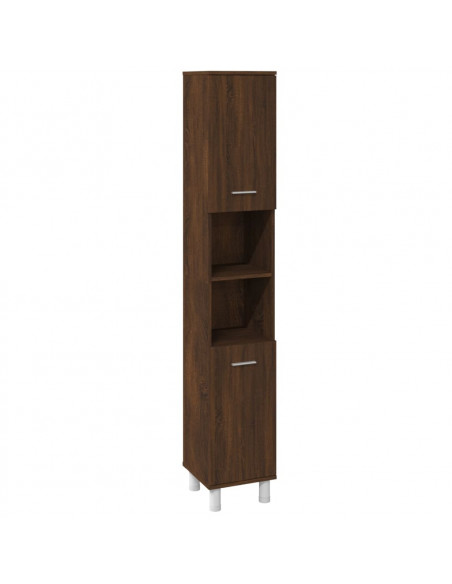 Set Mobili da Bagno 3 pz Rovere Marrone in Legno Multistrato