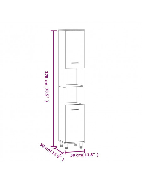Set Mobili da Bagno 3 pz Rovere Marrone in Legno Multistrato