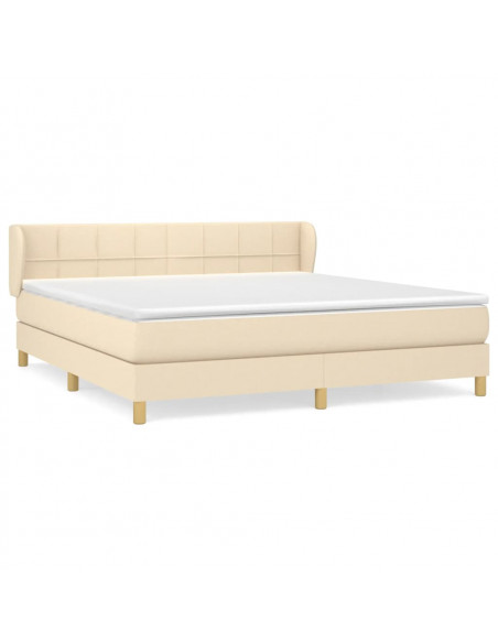 Giroletto a Molle con Materasso Crema 180x200 cm in Tessuto