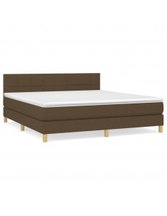 Giroletto a Molle con Materasso Marrone Scuro 180x200cm Tessuto