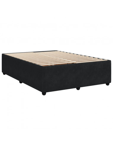 Giroletto a Molle con Materasso Nero 140x200 cm in Velluto