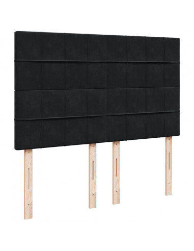 Giroletto a Molle con Materasso Nero 140x200 cm in Velluto