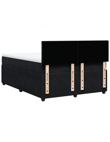 Giroletto a Molle con Materasso Nero 140x200 cm in Velluto