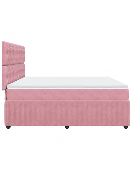 Giroletto a Molle con Materasso Rosa 180x200 cm in Velluto