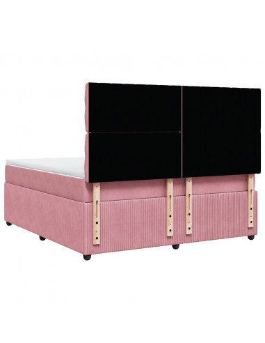 Giroletto a Molle con Materasso Rosa 180x200 cm in Velluto