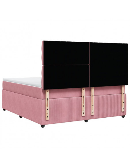 Giroletto a Molle con Materasso Rosa 180x200 cm in Velluto