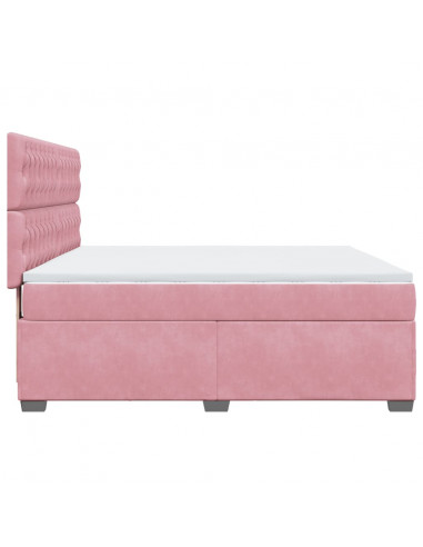 Giroletto a Molle con Materasso Rosa 180x200 cm in Velluto