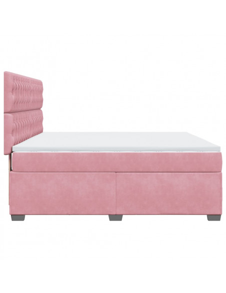 Giroletto a Molle con Materasso Rosa 180x200 cm in Velluto