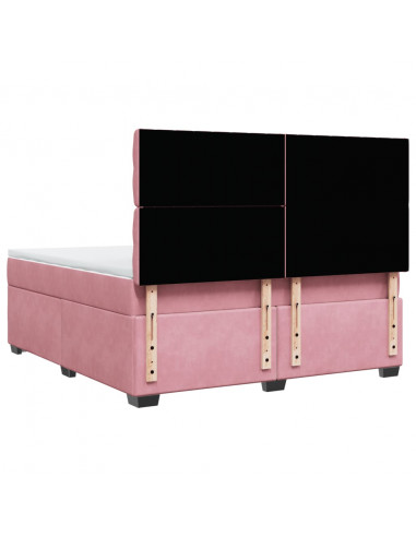 Giroletto a Molle con Materasso Rosa 180x200 cm in Velluto