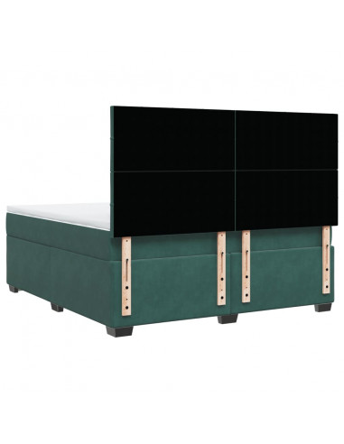 Giroletto a Molle con Materasso Verde Scuro 180x200 cm Velluto