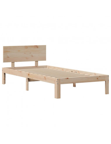 Giroletto con Testiera 90x200 cm in Legno Massello di Pino