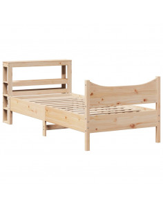 Giroletto con Testiera 90x200 cm in Legno Massello di Pino