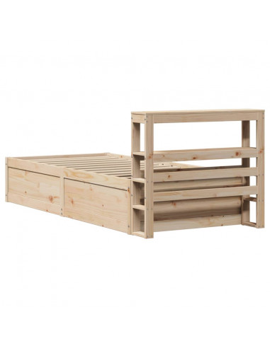 Giroletto con Testiera 90x200 cm in Legno Massello di Pino