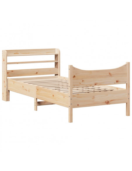 Giroletto con Testiera 90x200 cm in Legno Massello di Pino