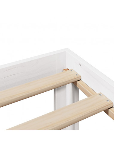 Giroletto con Testiera Bianco 120x200 cm Legno Massello di Pino