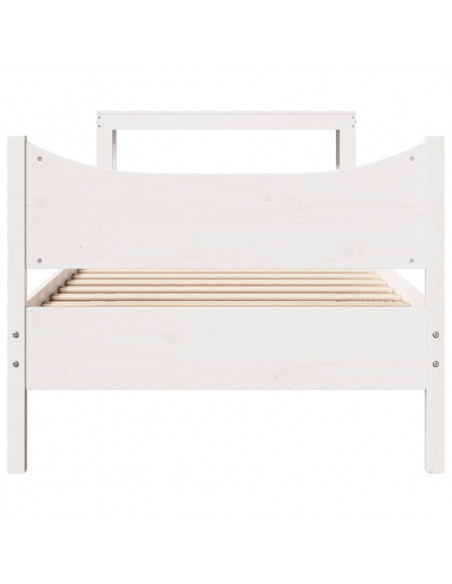 Giroletto con Testiera Bianco 90x190 cm Legno Massello di Pino