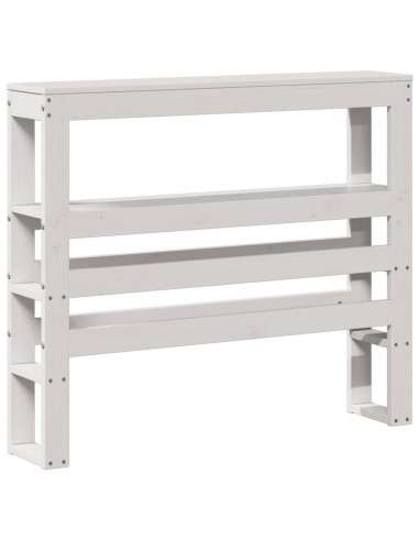 Giroletto con Testiera Bianco 90x190 cm Legno Massello di Pino