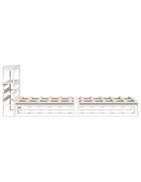 Giroletto con Testiera Bianco 90x190 cm Legno Massello di Pino