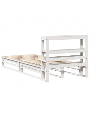 Giroletto con Testiera Bianco 90x190 cm Legno Massello di Pino