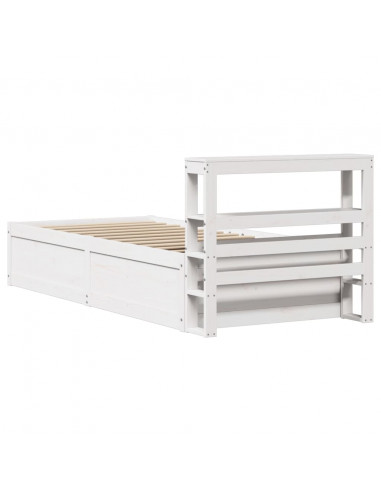 Giroletto con Testiera Bianco 90x200 cm Legno Massello di Pino