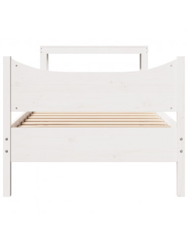 Giroletto con Testiera Bianco 90x200 cm Legno Massello di Pino