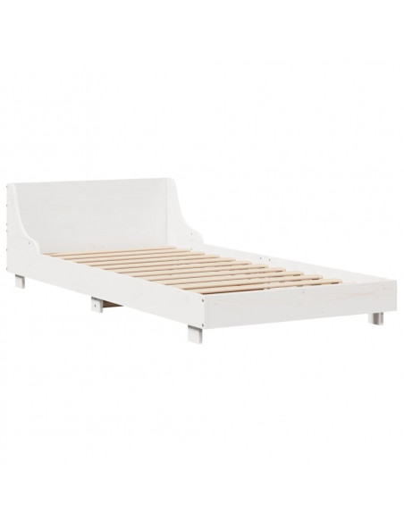 Giroletto senza Materasso Bianco 100x200 cm Legno Massello Pino