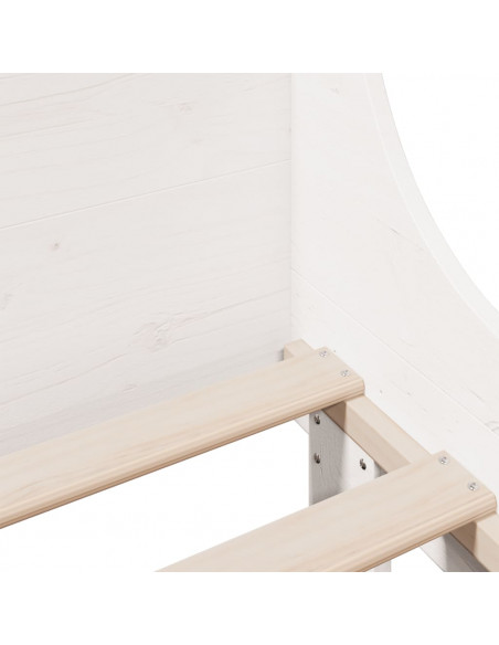 Giroletto senza Materasso Bianco 100x200 cm Legno Massello Pino