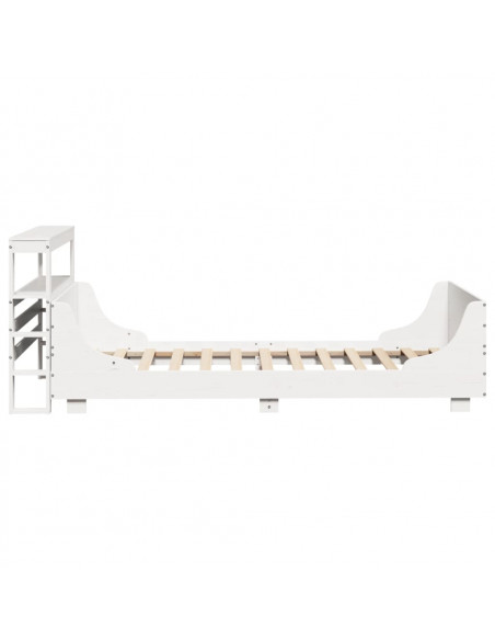 Giroletto senza Materasso Bianco 100x200 cm Legno Massello Pino