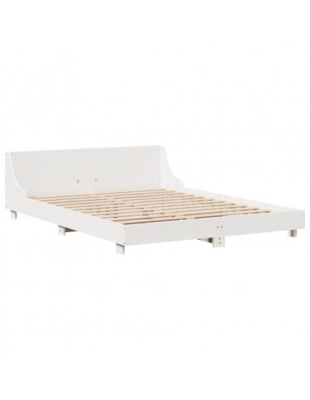 Letto senza Materasso Bianco 120x190 cm Legno Massello di Pino