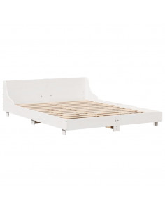 Letto senza Materasso Bianco 120x200 cm Legno Massello di Pino