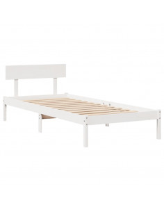 Letto senza Materasso Bianco 90x190 cm in Legno Massello Pino