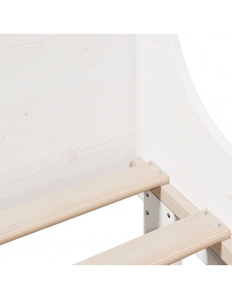 Letto senza Materasso Bianco 90x190 cm in Legno Massello Pino