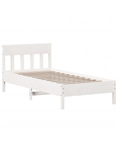 Letto senza Materasso Bianco 90x200 cm Legno Massello di Pino