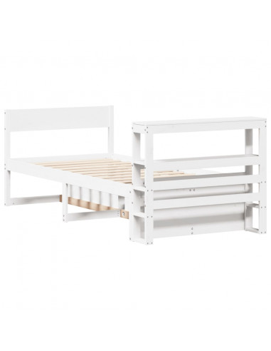 Letto senza Materasso Bianco 90x200 cm Legno Massello di Pino