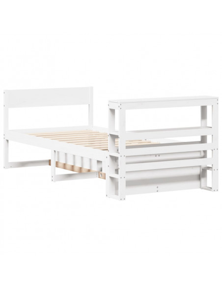 Letto senza Materasso Bianco 90x200 cm Legno Massello di Pino