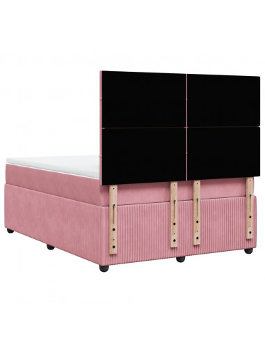 Giroletto a Molle con Materasso Rosa 140x200 cm in Velluto