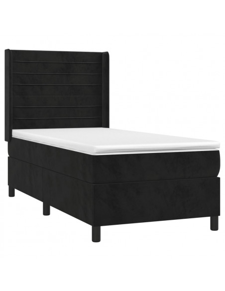 Letto a Molle con Materasso e LED Nero 80x200 cm in Velluto