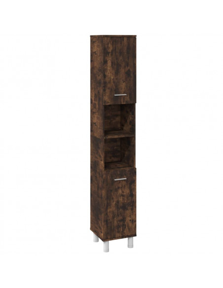 Set Mobili da Bagno 3 pz Rovere Fumo in Legno Multistrato