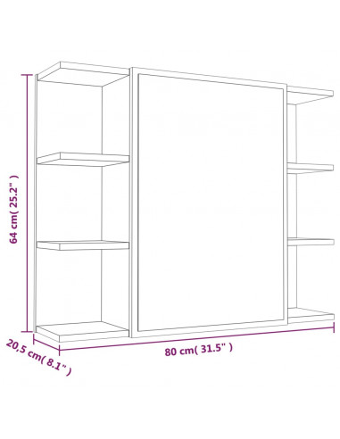 Set Mobili da Bagno 3 pz Rovere Fumo in Legno Multistrato